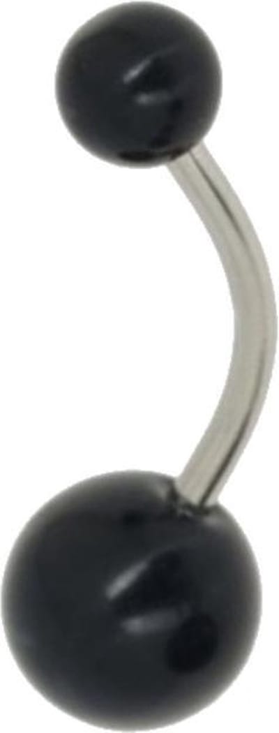 Fako Bijoux® - Navelpiercing - Acryl & RVS - Zwart