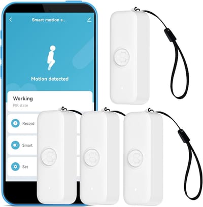 4-Pack Slimme WiFi Bewegingssensor PIR - Draadloze Infrarood Bewegingsmelder voor Alarmsysteem en Domotica - App & Alexa Compatibel