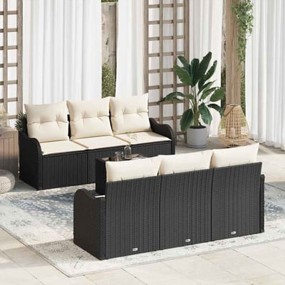 vidaXL - Tuinbank - Set - Zwart - 55 - x - 55 - x - 37 - cm - poly - rattan