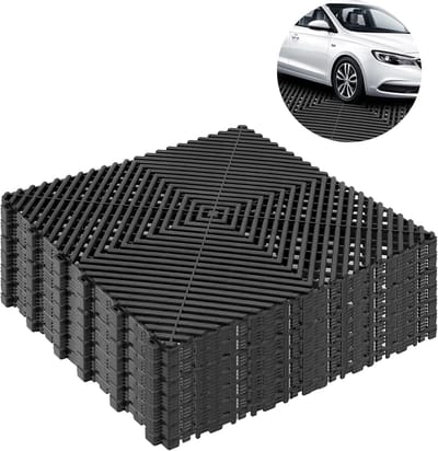 Garagevloer Tegels - Werkplaats Vloer - Binnen Buiten Gebruik - Sterke Drainage Capaciteit - 40 x 40 cm - Zwart