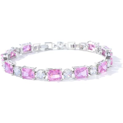 Eenvoudige en Modieuze Gekleurde Vierkante Zirkonia Armband voor Vrouwen Niche en High End white