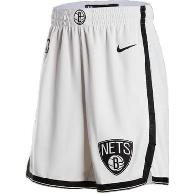 Shorts Swingman Nike NBA Brooklyn Nets City Edition Blanc/Noir Homme Streetwear AJ5583-100 L white