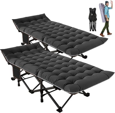 2 Stuks Opvouwbare Campingbedden voor Volwassenen - Zwaar & Draagbaar