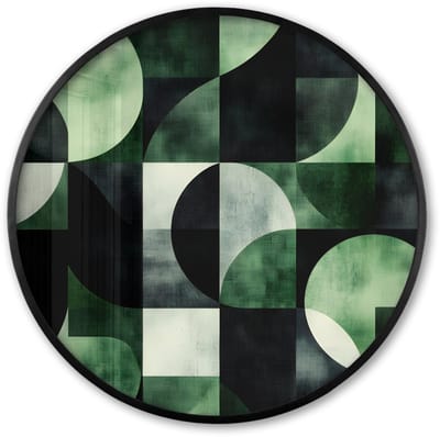 Poster in lijst Rond - Fotolijst 60x60 cm - Posters - Abstract - Groen - Vormen - Ronde posterlijst zwart - Decoratie - Wanddecoratie woonkamer - Muurdecoratie slaapkamer