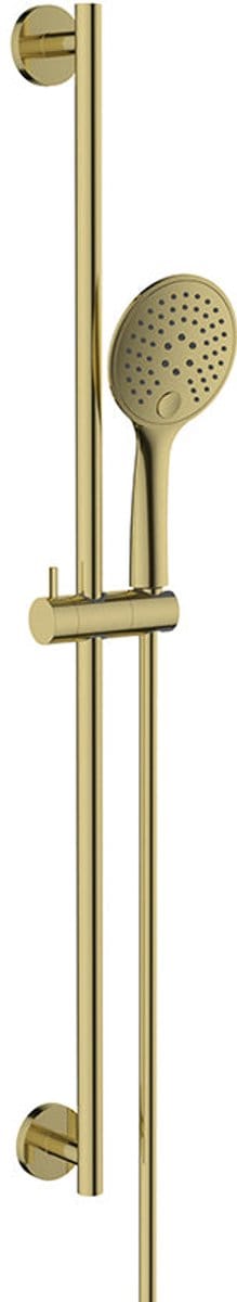 Wiesbaden Unimatch glijstangset compleet met handdouche 3 standen diameter 12 cm geborsteld messing