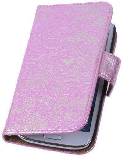 Lace Pink Samsung Galaxy S3 Mini VE Book/Wallet Case/Cover