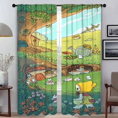 Schattige meisjes verduisteringsgordijnen voor de woonkamer, gordijnscheiding, Halloween decoratie, tule voor slaapkamergordijnen, 2 stuks W50xH70cmx2pcs-CL yellow