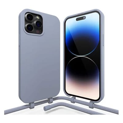 Coverzs siliconen hoesje met koord geschikt voor de Apple iPhone 16 Pro hoesje - telefoonhoesje met afneembaar telefoonkoord - verstelbaar telefoonkoord - koordhoesje - TPU / siliconen materiaal (blauw)