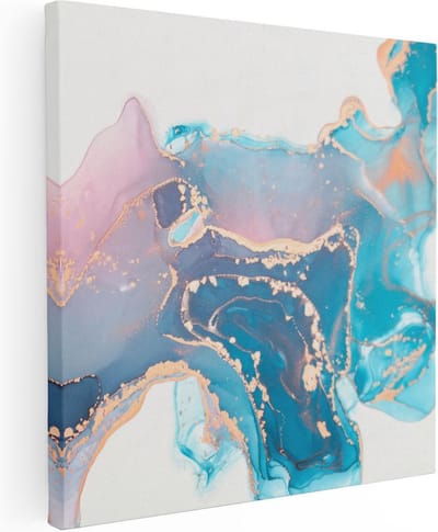 Artaza Canvas Schilderij Abstract Goud - 30x30 cm - Klein - Muurdecoratie Woonkamer - Wanddecoratie Marmer - Kamer Accessoires