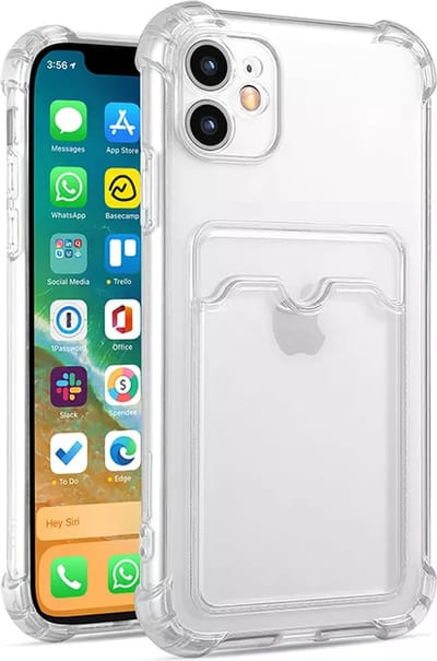Backcover met Pashouder – Geschikt voor Appel iPhone 12 Pro Max – Transparant – Anti Shock Siliconen Hoesje
