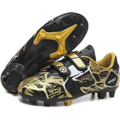 Bottes de Football pour Garçons Nouvelle Pelouse Originales Résistantes Chaussures de Football pour Enfants Baskets Herbe Intérieur Société Entraînement Antidérapant Futsal Sports 34 black