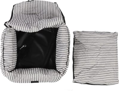 Honden autostoel - Reisstoel hond - Veilig reizen - Waterafstotend materiaal - 45 x 38 x 15 cm - Grijs-wit gestreept