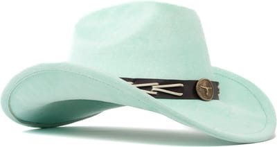 KIMU® Cowboyhoed Mintgroen Gevlochten Band - Verstelbaar t/m Maat 59 - Mintgroene Cowboy Western Hoed Dames Heren - Cowgirl Yellowstone Festival
