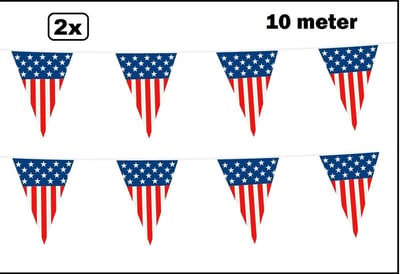 2x Vlaggenlijn USA 10 meter - Landen Amerika U.S. WK festival thema feest fun