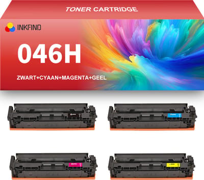 INKFIND 046H tonercartridge multipack van 4 stuks (Zwart+Cyaan+Magenta+Geel) compatibel met Canon 046 Canon 046H (Zwart+Cyaan+Magenta+Geel) toner cartridge -4-pack BK/C/M/Y