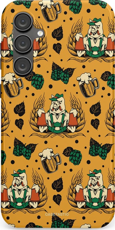 Casetastic hoesje geschikt voor Samsung Galaxy S23 FE - Dubbellaagse bescherming - Oktoberpret - Fashion Case - Goud Taupe Donkergroen Donkergrijs