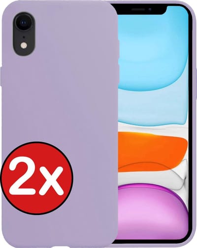 Hoesje - 2 Stuks - Geschikt voor Apple iPhone XR - Sterk & Shockproof - Telefoonhoes - Back Cover - Case Siliconen - Telefoon Hoes - Lila