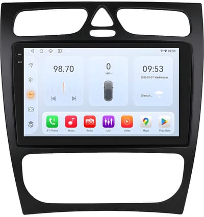 Autoradio met bluetooth - Carplay - Voor Mercedes-Benz C-Klasse / CLK-Klasse (W203 / W209 / S203 / A209 / W168) - Geschikt voor Apple en Android - Stereo - Navigatie - Navigatiesysteem auto - 3GB 32GB