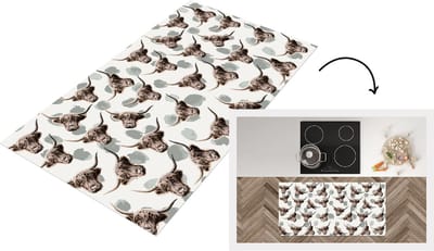 Keukenloper - Loper keuken - Schotse hooglander - Koe - Dieren - 120x60 cm - Keukenloper vinyl
