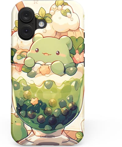 Casetastic hoesje geschikt voor Apple iPhone 16 - MagSafe - Dubbellaagse bescherming - Zoet Dessert Patroon - Fashion Case - Crème Saliegroen Perzik