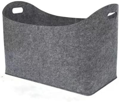 Brandhout Tas - Opbergmand Vilt - Haardhout Opslag - Stevig Viltmateriaal - 39x22x34cm - Antraciet