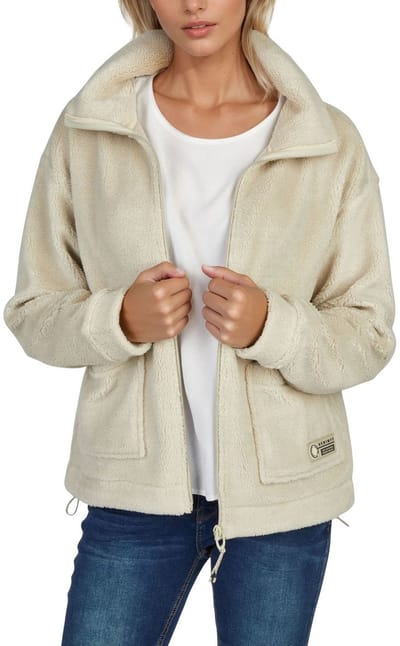 DENIMFY Dames Jas DFKira regular fit Wit M Volwassenen dames fleecejack - overgangsjas