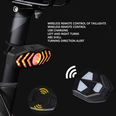 Feu Arrière de Vélo Solaire Rechargeable par USB Feu Arrière de Vélo avec Télécommande pour Rouler la Nuit Noir black