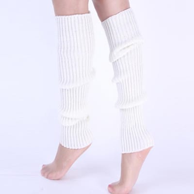 Cache-jambes en tricot classique Cache-jambes côtelés montants jusqu'au genou Bas et collants pour femmes Single code blanc