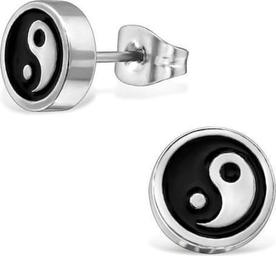 Amanto Oorbellen Bregt - 316L Staal - Yin en Yang - ∅8mm
