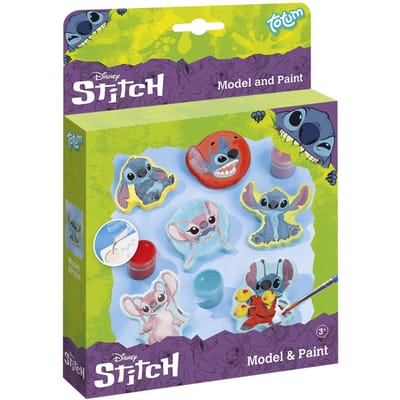 Disney Stitch gipsfiguren gieten | Totum knutselset speelgoed meisjes en jongens incl. gips, mallen verfstrip 9 kleuren en penseeltje