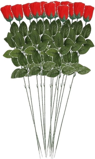 12x Rode Rosa/roos kunstbloem 60 cm - Kunstrozen - Kunstbloemen boeketten rozen rood