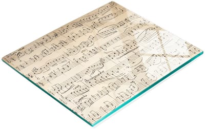 Duurzame en stijlvolle snijplank van gehard glas met een muzieknotenpatroon, 60x52 cm