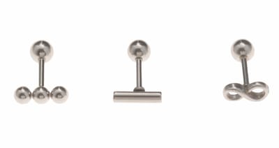 WeLoveSilver - zilverkleurige piercing set - chirurgisch staal - infinity