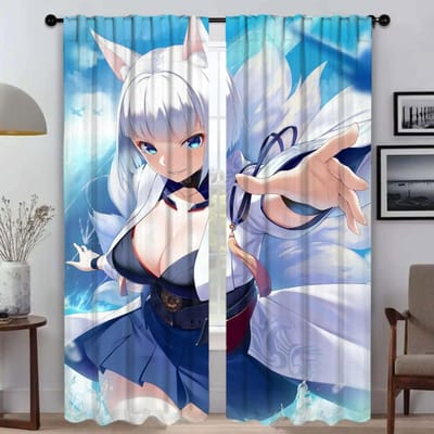 Elegante Kamergordijnen voor Woonkamer Azur Lane Home Interieurgordijnen 2 Stuks Shades Tule voor Slaapkamer Scheidingsgordijn Kind W50xH70cmx2pcs-CL