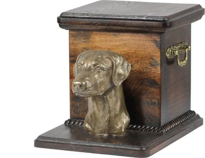 Elegante urn hond voor hond met beeldje van Dobermann - unieke hondenurn