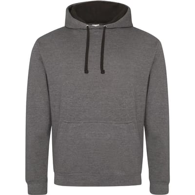 Just Hoods Varsity Hoodie JH003 - Charcoal (Heather)/Jet Black - L