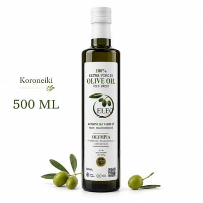 ELEO Olijfolie 500ml Extra Vierge Olympia – zuurgraad 0,3% – 100% Koroneiki – eerste koude persing – zacht & rijk aan antioxidanten – ondersteunt hart & immuunsysteem - Internationale medaille winnaar