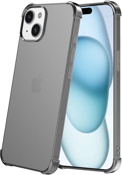 Smartphonica Telefoonhoesje geschikt voor iPhone 15 - Transparant Shockproof siliconen Hoesje met Stootrand – Zwart geschikt voor iPhone 15