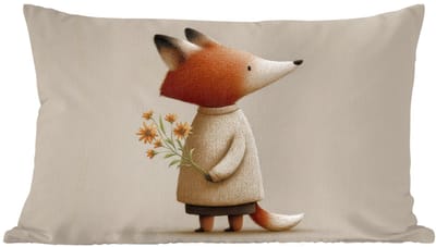 Sierkussens - Kussentjes Woonkamer - 60x40 cm - Vos - Gele bloemen - Minimalistisch