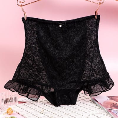 Dames Sexy Kant Veiligheidsshort Push Up Heupen Billen Buik Lichaamsvormer Slip Hoge Taille Buikcontrole Spoorloos Ademend Vrouwelijk M 40-50kg&1pc black