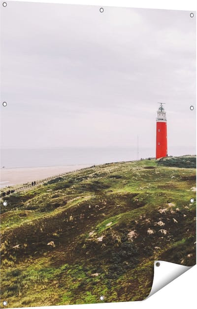 Gards Tuinposter Vuurtoren Texel - 90x120 cm - Tuindoek - Tuindecoratie - Wanddecoratie buiten - Tuinschilderij