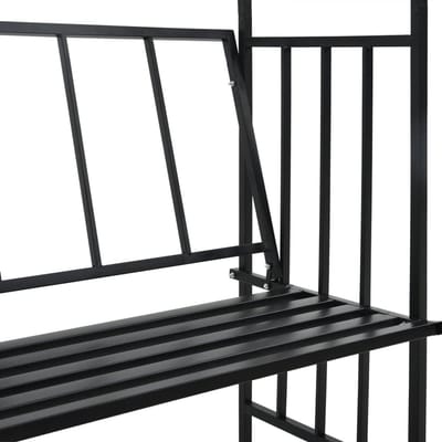 Tuinboog met Bank - Rozenboog Klimplantenrek - Decoratie Buiten - IJzer Gepoedercoat - 114x45x205 cm - Zwart