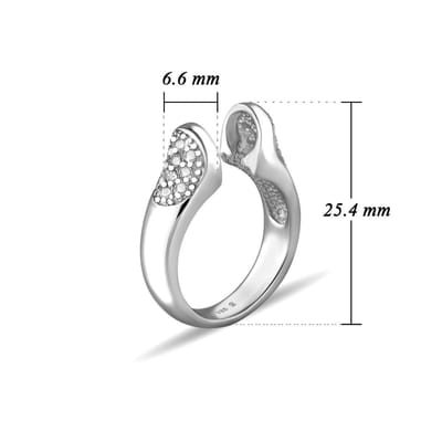 Quiges - 925 Zilver Eligo Ring  Geknepen met Zirkonia voor verwisselbaar 8 mm Bolletje - Maat 18 - NER01818