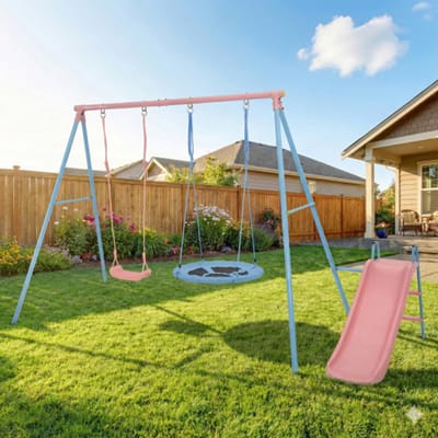 Speeltoestel - 2 Schommels - Schommelset met Glijbaan - voor Buiten in de Tuin - Kunststof