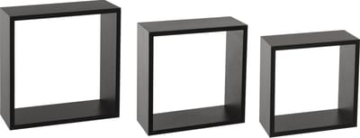 Atmosphera wandbox set van 3 - Zwart - Wandelement - Staanplaat - Hout