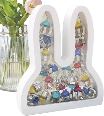 Tandendoosje Konijnvorm - Mijlenpaal Bakje - Herinneringen Bewaren - 20 Compartimenten - 20.8 x 17.4 cm - Wit