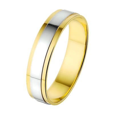 14K Bicolor Geel- En Witgoud Geel/Wit Ring A417 - 5 Mm Zonder Steen 4207673