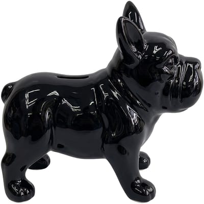 Clayre & Eef Spaarpot Hond Zwart Keramiek