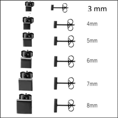 Aramat Jewels | Oorbellen | RVS Vierkante Oorbellen Diverse Kleuren - Geometrische Oorstekers | Zwart / 3mm | | | | Kinderen, Volwassenen | Verkleurd niet