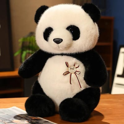 Poupée Panda Jouet en Peluche Simulation Trésor National Poupée Panda Géant Mignon Cadeau d'Anniversaire pour Enfants 30Cm black